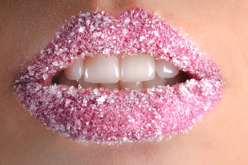 mouth with glitter on